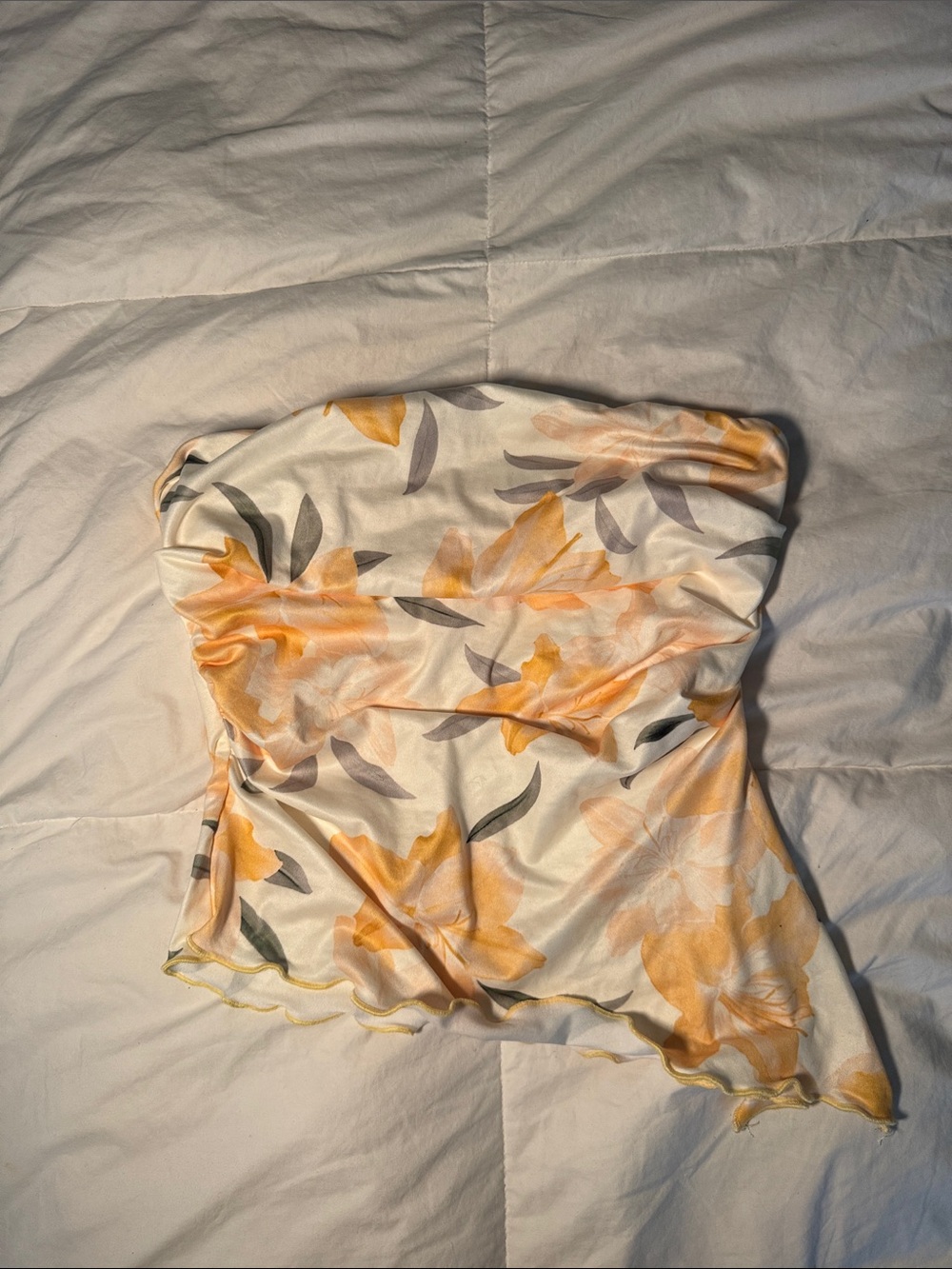 Floral Strapless Yellow & Cream Tube Top